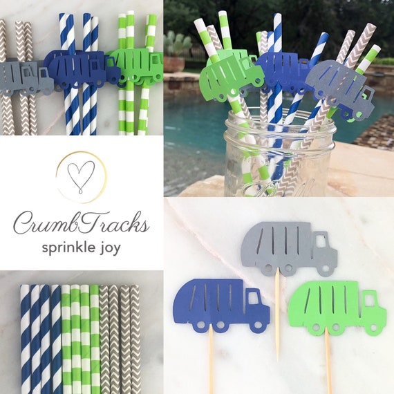 Set of 12 Garbage Truck Party Straws