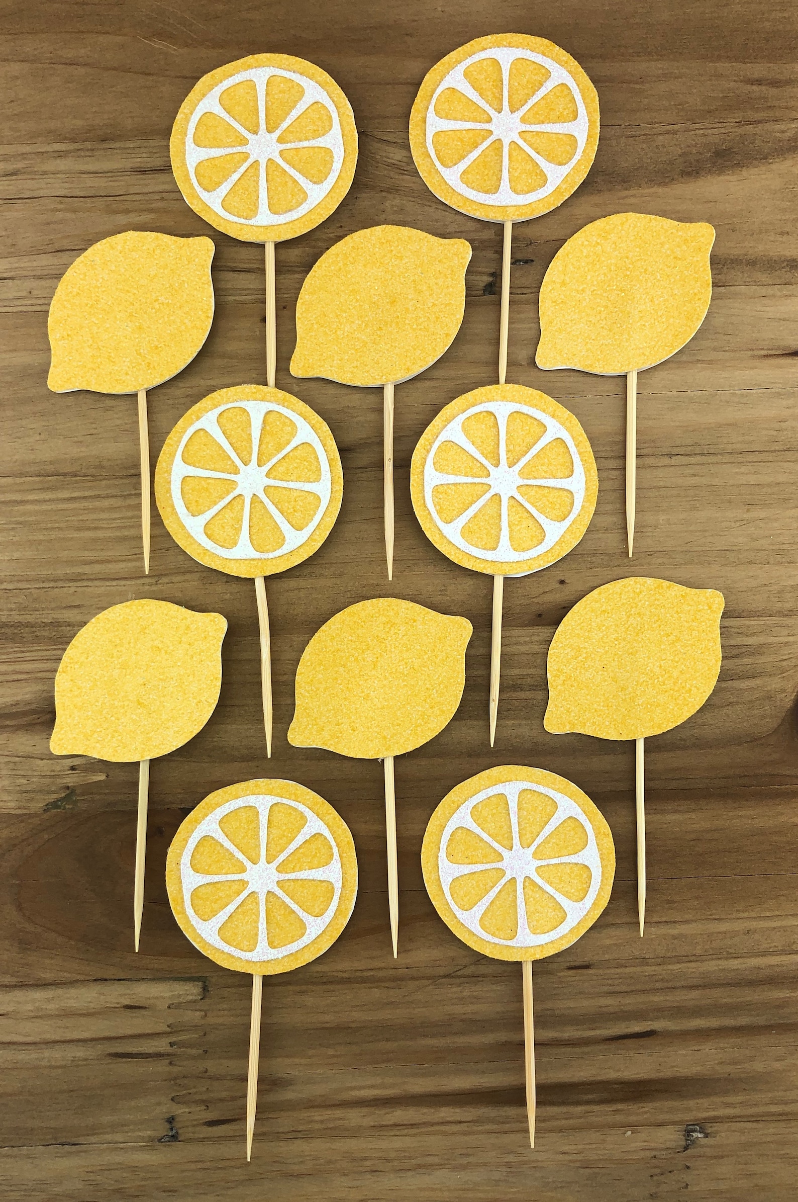 Lemon Cupcake Toppers 12 Fruit Citrus Main Squeeze Etsy