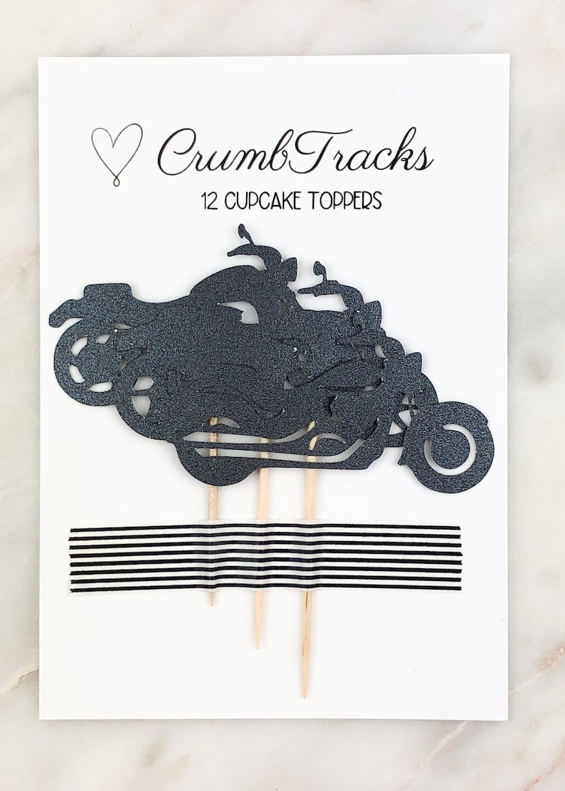 Motorcycle Cupcake Toppers 12 Biker Toothpicks Retirement Etsy