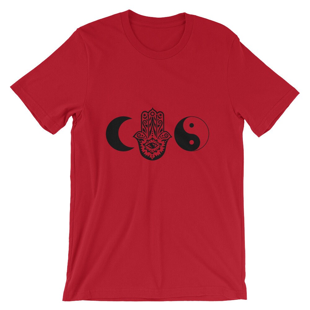 Moon Hamsa-Hand Yin Yang Cool Unisex Shirt | Chinese Tai Chi Symbol Lucky Charm Humor T-Shirt | Best Souvenir Short-Sleeve Tee