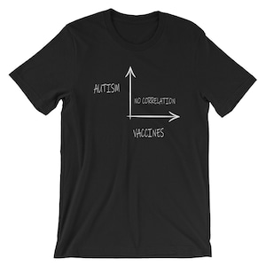 Autism Vaccines No Correlation Shirt | Funny Vaccination T-Shirt | Cool Doctor Shirt | Science Humor | Sarcastic Tee | Short-Sleeve Unisex