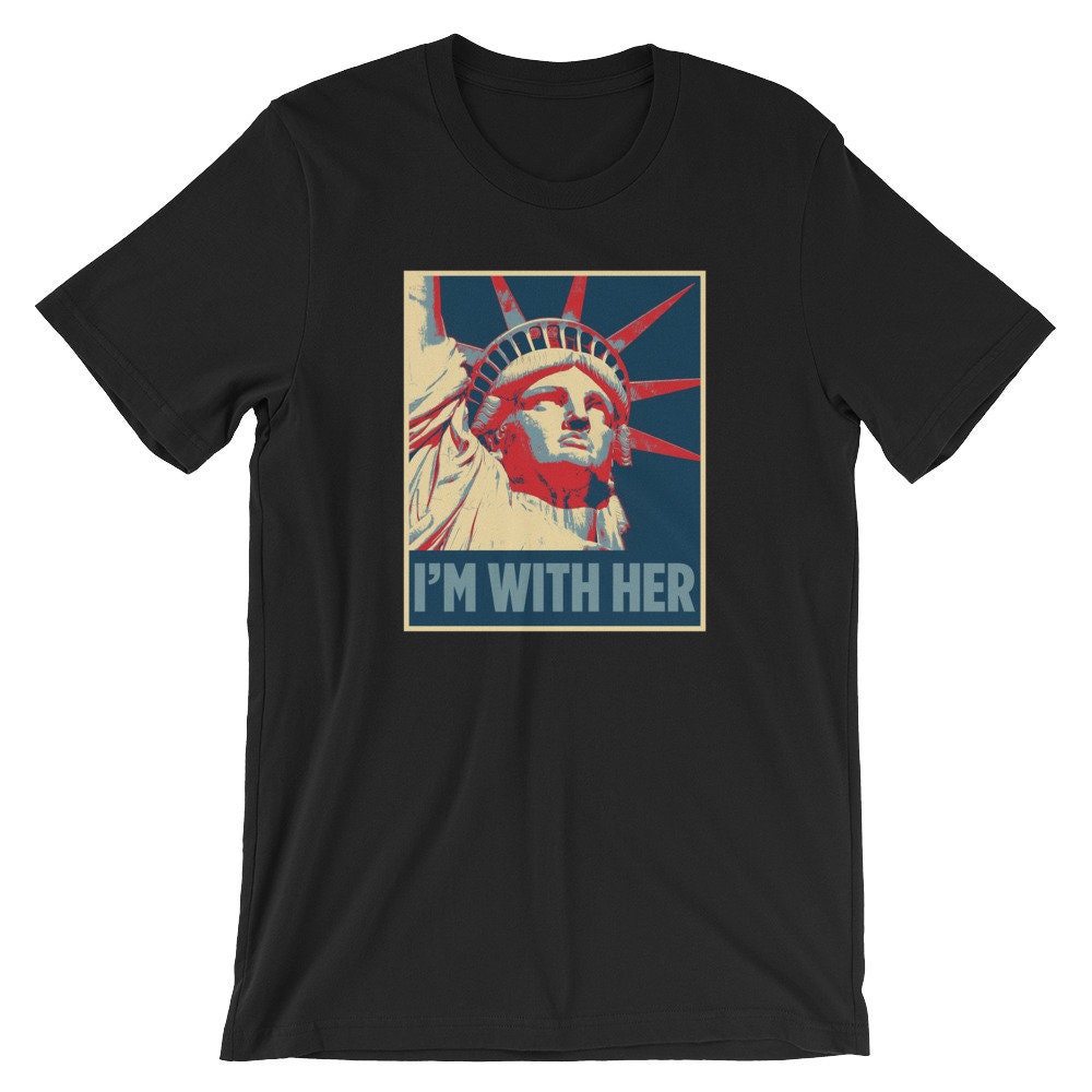 Statue Of Liberty I'm With Her Cool Unisex Shirt | New York City Statue USA Freedom Symbol T-Shirt | American Pride Souvenir Short-Sleeve