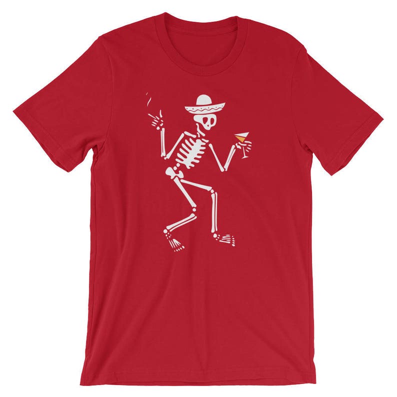 Skeleton Drinking In A Bar Sombrero Funny Shirt Day Of The Dead Calavera Mexican Holiday T-Shirt Halloween Party Costume Short-Sleeve image 10