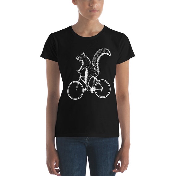 Squirrel On A Bicycle Ladies T-Shirt Cute squirrel riding a | Etsy