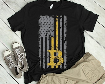 Bitcoin USA Flag Distressed Shirt | bitcoin shirt, usa flag, bitcoin, cryptocurrency shirt, bitcoin gift, bitcoin tshirt, crypto shirt