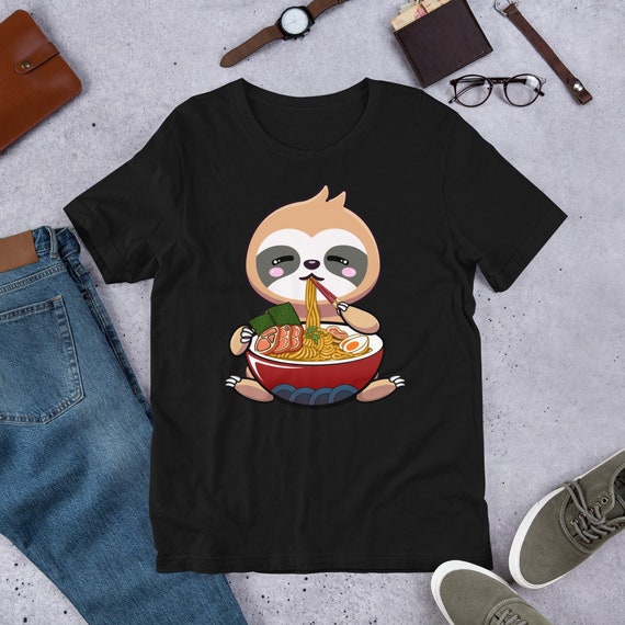 Sloth Eating Ramen T-Shirt, Cute Sloth T Shirt Sloth Eating Ramen T-Shirt, Cute Sloth T Shirt