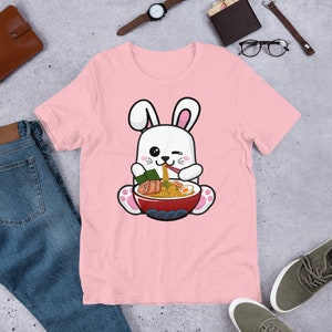Bunny Eating Ramen Noodle Shirt | Funny Kawaii Anime Tshirt | Japanese Udon Tee | A Bowl Of Ramen | Kawaii, Anime, Manga Fan Teeshirt