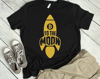 Bitcoin To The Moon Rocket Shirt | bitcoin shirt, bitcoin, cryptocurrency shirt, bitcoin gift, bitcoin tshirt, crypto shirt, bitcoin t-shirt