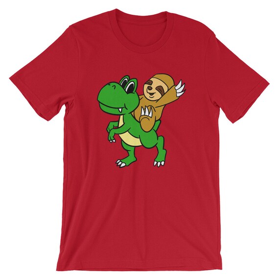 shirt Cute Sloth Riding Dinosaur Tee 