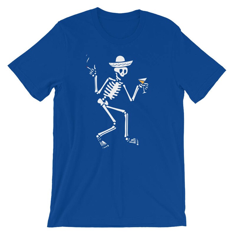 Skeleton Drinking In A Bar Sombrero Funny Shirt Day Of The Dead Calavera Mexican Holiday T-Shirt Halloween Party Costume Short-Sleeve image 7