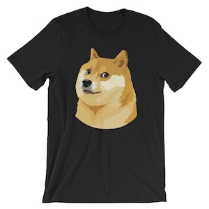 Dogecoin 犬の頭 かわいい動物好き ユニセックス シャツ | ブロックチェーン デジ 暗号通貨 クール オープンソース T シャツ | インターネット ミーム お土産 T シャツ