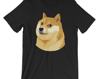 Dogecoin Dog Head Cute Animal Lover Unisex Shirt | Blockchain Digi Cryptocurrency Cool Open Source T Shirt | Internet Meme Souvenir Tshirt