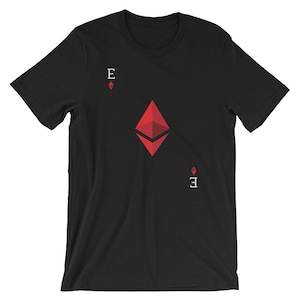 Etereum tarjeta rojo éter fresco unisex camisa Criptomoneda Digital Coin Divertida Blockchain Camiseta ? Mejor camiseta de manga corta souvenir