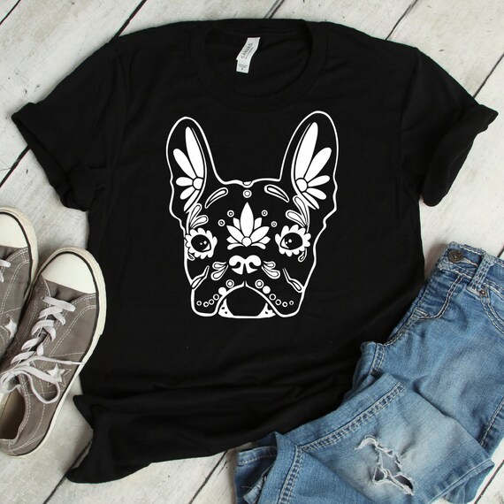 denim and flower pug shirt