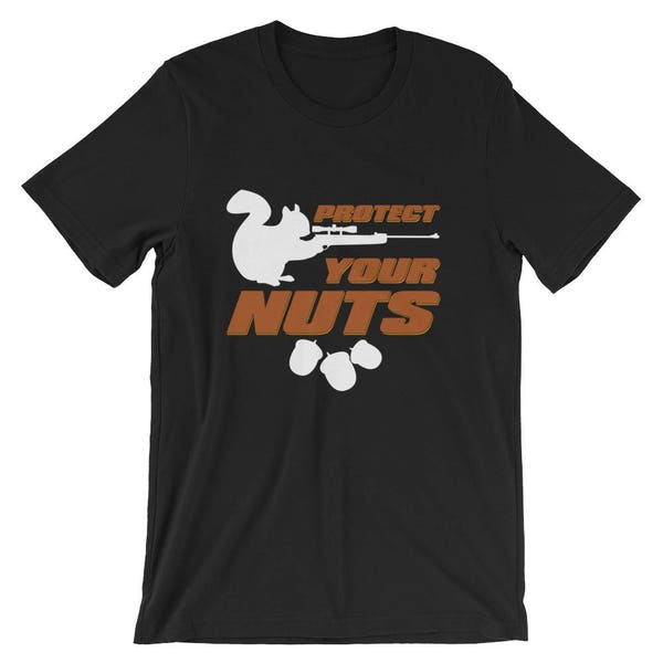 Protect Your Nuts Funny Squirrel With Gun Unisex Shirt | Chipmunks Small Animal Lover Best Souvenir T-Shirt | Cute Pet Short-Sleeve Tee