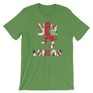 London Union Jack Lion Cool Unisex Camisa / Reino Unido Gran Bandera Color Camiseta Divertida / Mejor Souvenir camiseta de manga corta