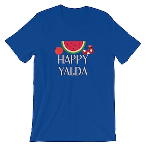 Happy Yalda Watermelon And Pomegranates Shirt | Longest Night Of The Year Iran Holiday Food T-Shirt | Shab-e Yalda Night Short-Sleeve Unisex