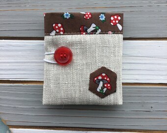Linen Teabag Wallet with Toadstool lining