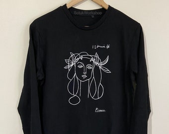 Unisex Picasso Woman (Francoise Gilot) Sketch Long Sleeve Black Shirt