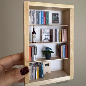 Miniature Bookshelf with 30 Books and Personalized Embellishments / Perfect Gift for Bookworms / Customized Dollhouse Miniatures