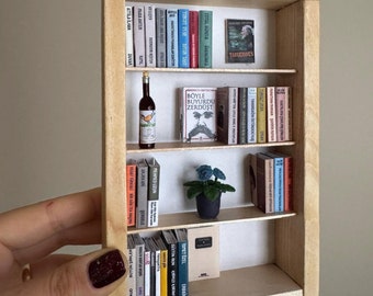 Miniature Bookshelf with 30 Books and Personalized Embellishments / Perfect Gift for Bookworms / Customized Dollhouse Miniatures