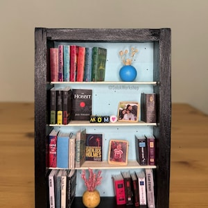Custom Miniature Bookshelf with Personalized Embellishments FREE SHIPPING / Perfect Gift for Bookworms Black