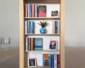 Miniature Bookshelf with Personalized Embellishments / Custom Miniature Decor / Perfect Gift for Bookworms