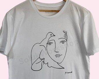 Picasso Woman with Dove Sketch T Shirt FREE SHIPPING