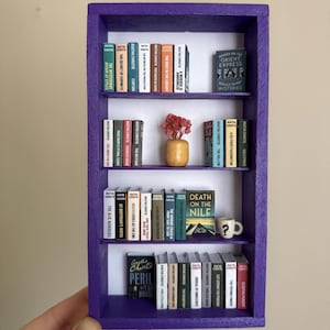Agatha Christie Themed Miniature Bookshelf / Crime Themed Tiny Bookshelf / Gifts for Miniature Book Lovers / Dollhouse Miniatures