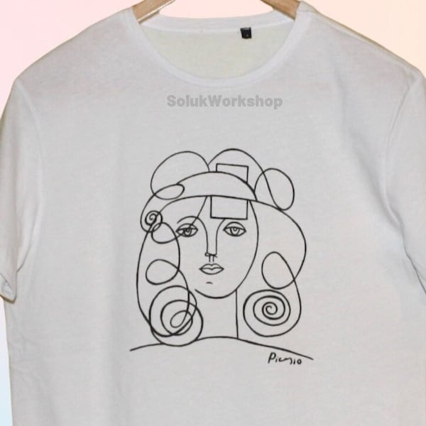 Camiseta Picasso Mujer con rizos Sketch