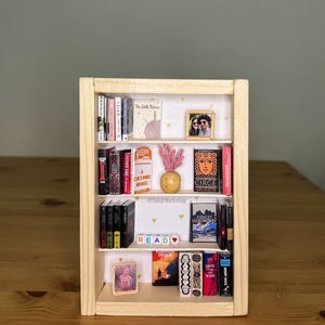 Custom Miniature Bookshelf with Personalized Embellishments FREE SHIPPING / Perfect Gift for Bookworms Wood (no painting)