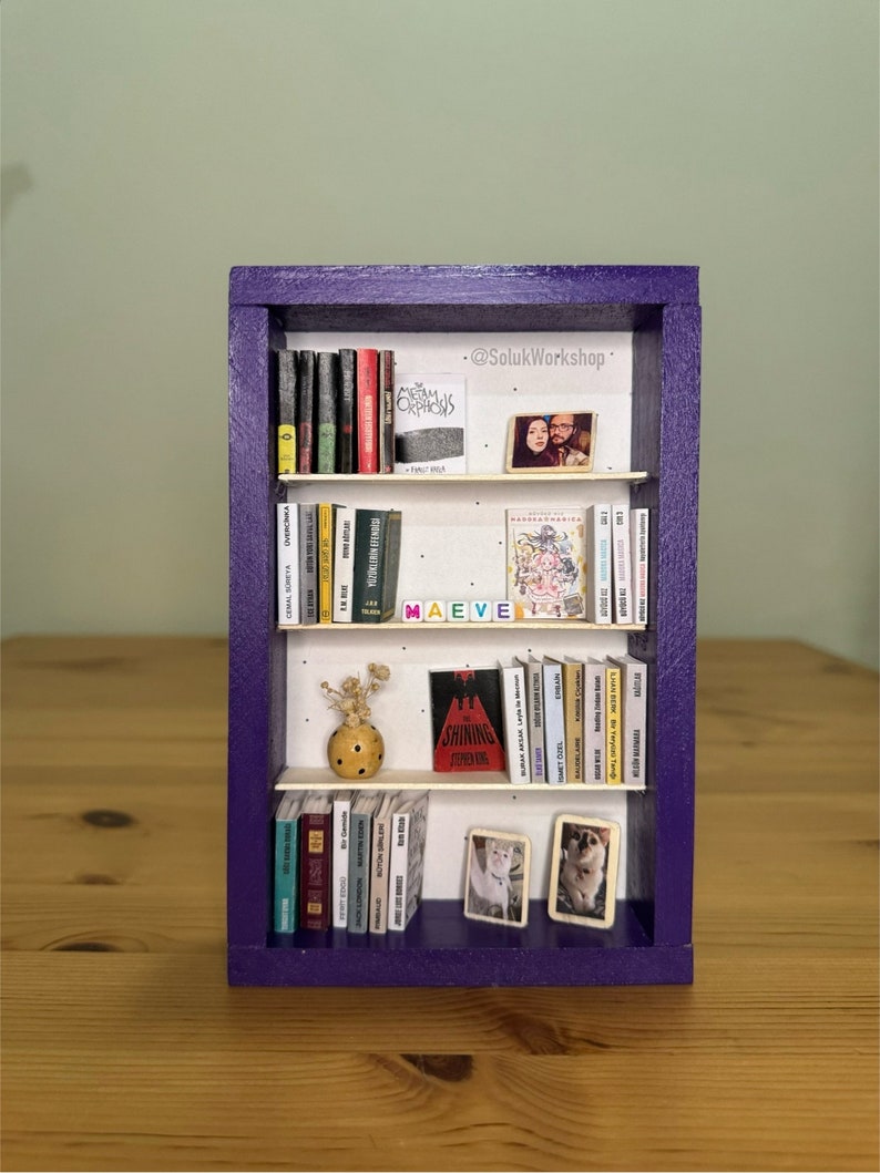 Étagère miniature personnalisée avec embellissements personnalisés LIVRAISON GRATUITE / Cadeau parfait pour les rats de bibliothèque image 1