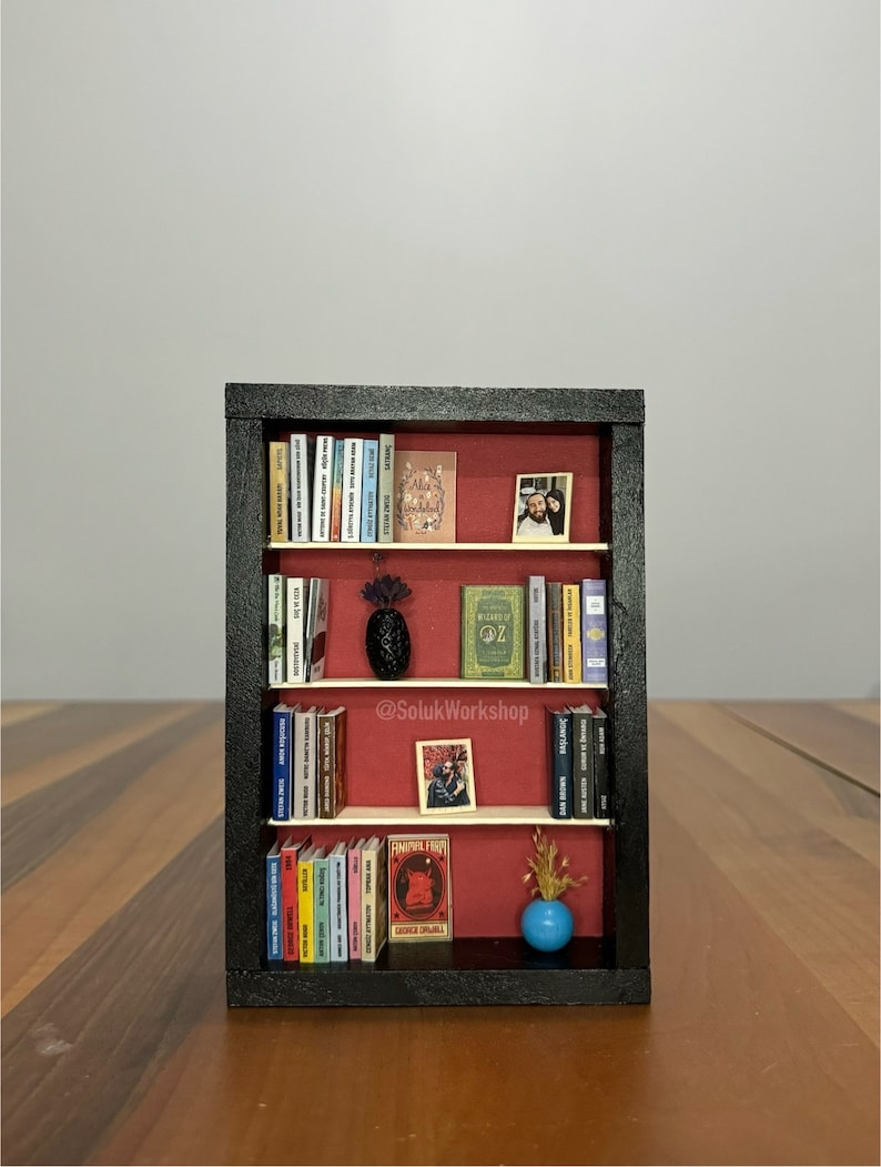 Custom Miniature Bookshelf with Personalized Embellishments FREE SHIPPING / Perfect Gift for Bookworms image 7