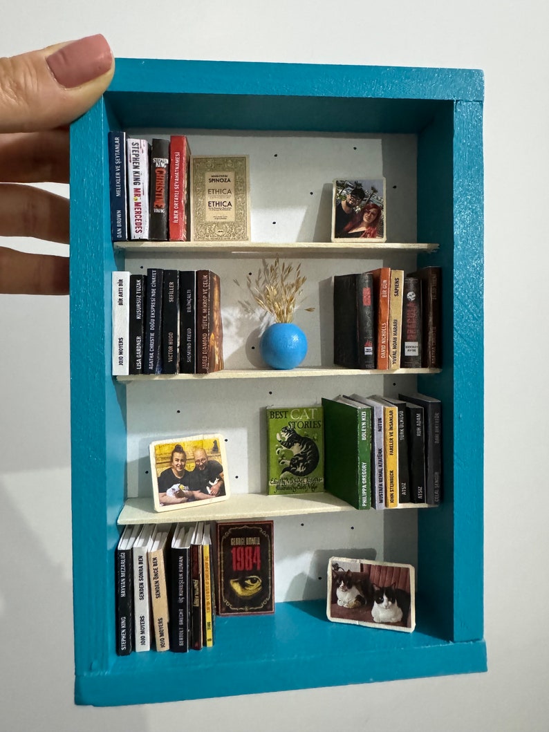 Custom Miniature Bookshelf with Personalized Embellishments FREE SHIPPING / Perfect Gift for Bookworms image 9