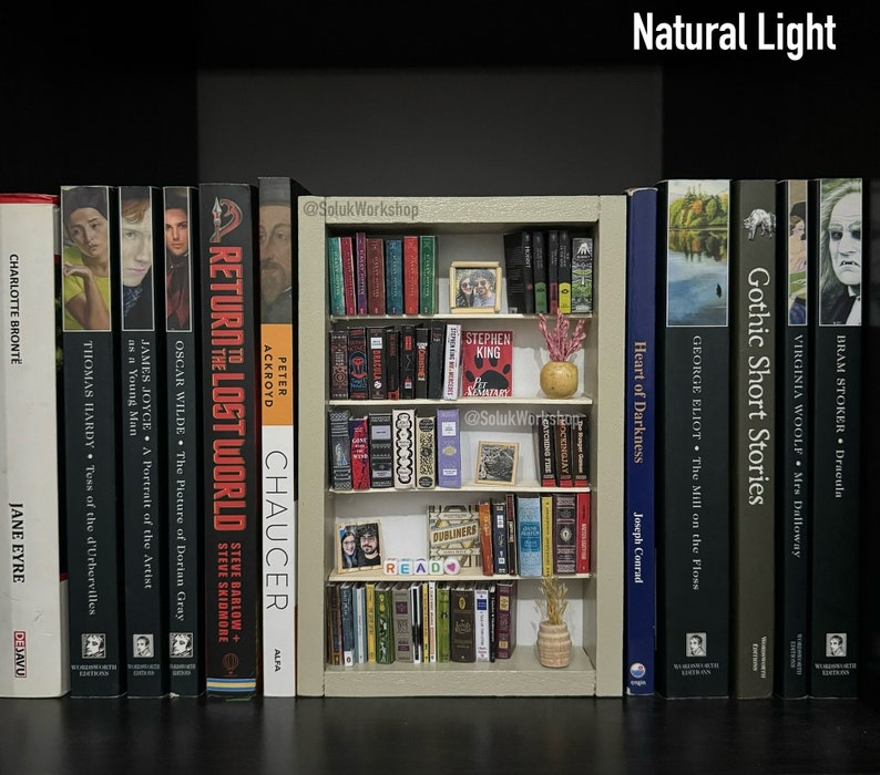 Miniature Bookshelf with Personalized Embellishments 40 Books Customized Tiny Shelf FREE SHIPPING / Perfect Gift for Bookworms image 2