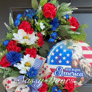 Patriotic Wreath,  Military Wreath , Memorial Day Wreath, July 4th Wreath, Americana Wreath, God Bless America Wreath, Veterans Day Wreath,