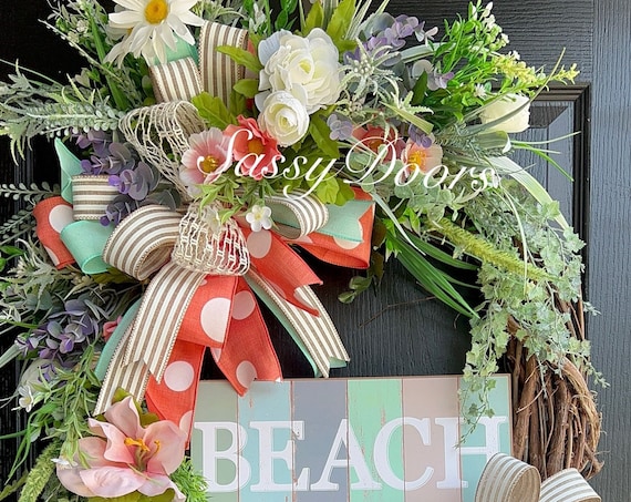 Beach Wreath, Summer Wreath, Coastal  Wreath, Sassy Doors Wreath,