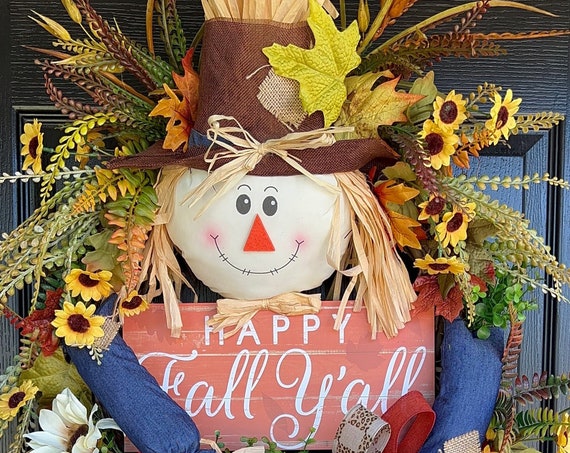Fall Wreath, Denim Scarecrow Wreath,  Cheetah Fall Wreath,  Pumpkin Wreath, Sunflower Door Wreath, Front door Wreath, Sassy Doors Wreath