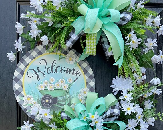 Summer Wreath, Daisy Wreath, Summer Grapevine Wreath, Sassy Doors Wreath,