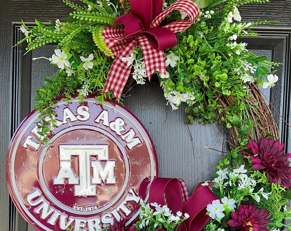 Sports Wreath, College Wreath, Texas Door Wreath, Texas State University, Texas Alumni Wreath Gift,