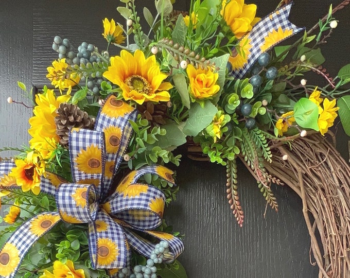 Sunflower Wreaths, Wreath With Sunflowers, Wreath for Front Door, Sassy