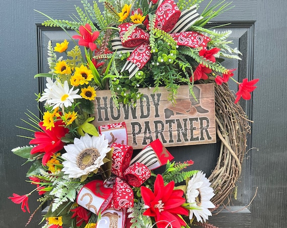 Western Wreath, Cowboy Boots Wreath, Country Wreath, Summer Wreath