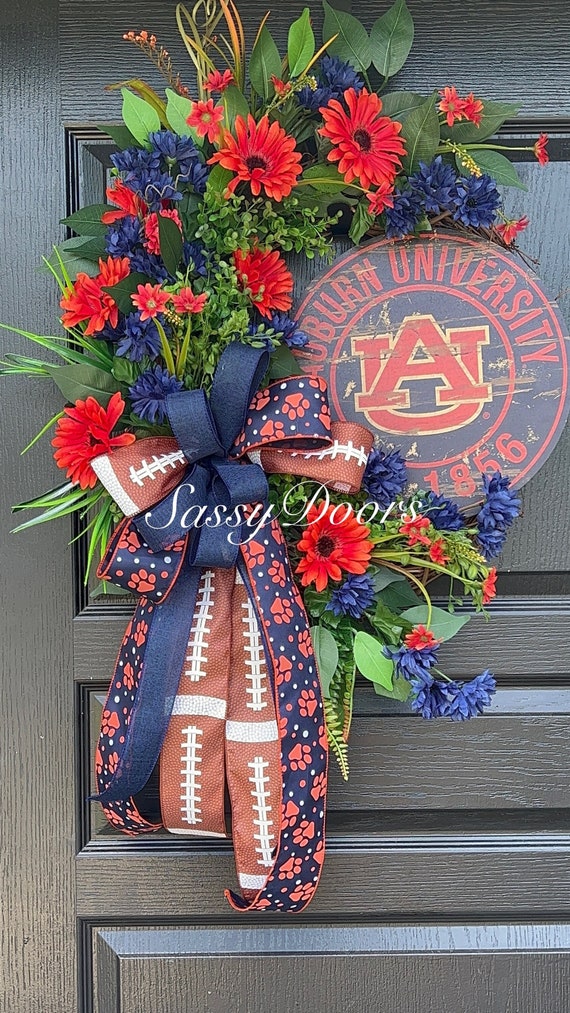 Sports Wreath, Auburn University Wreath, College Wreath, Auburn Fan Gift, Sports Door Wreath