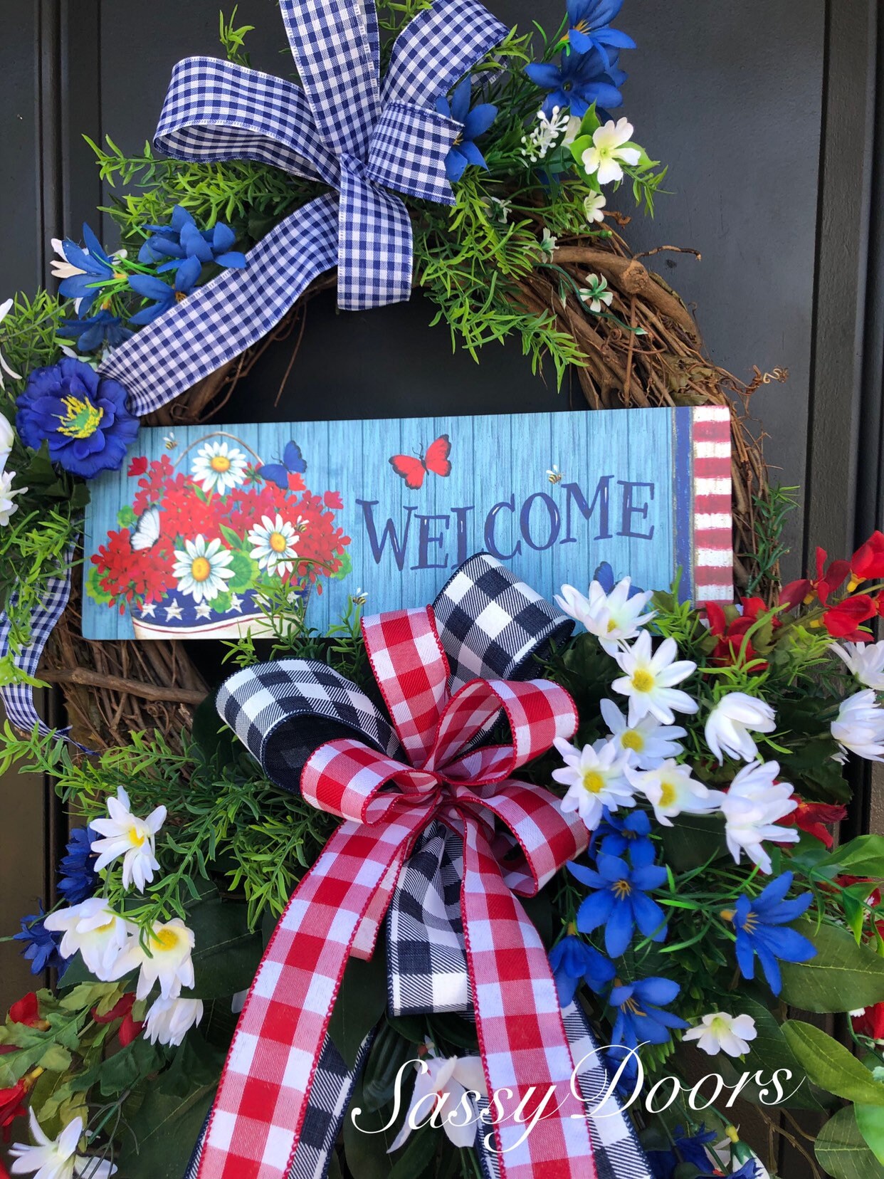 Spring And Summer Wreath, Housewarming Gift, Grapevine Wreath, Wreath ...