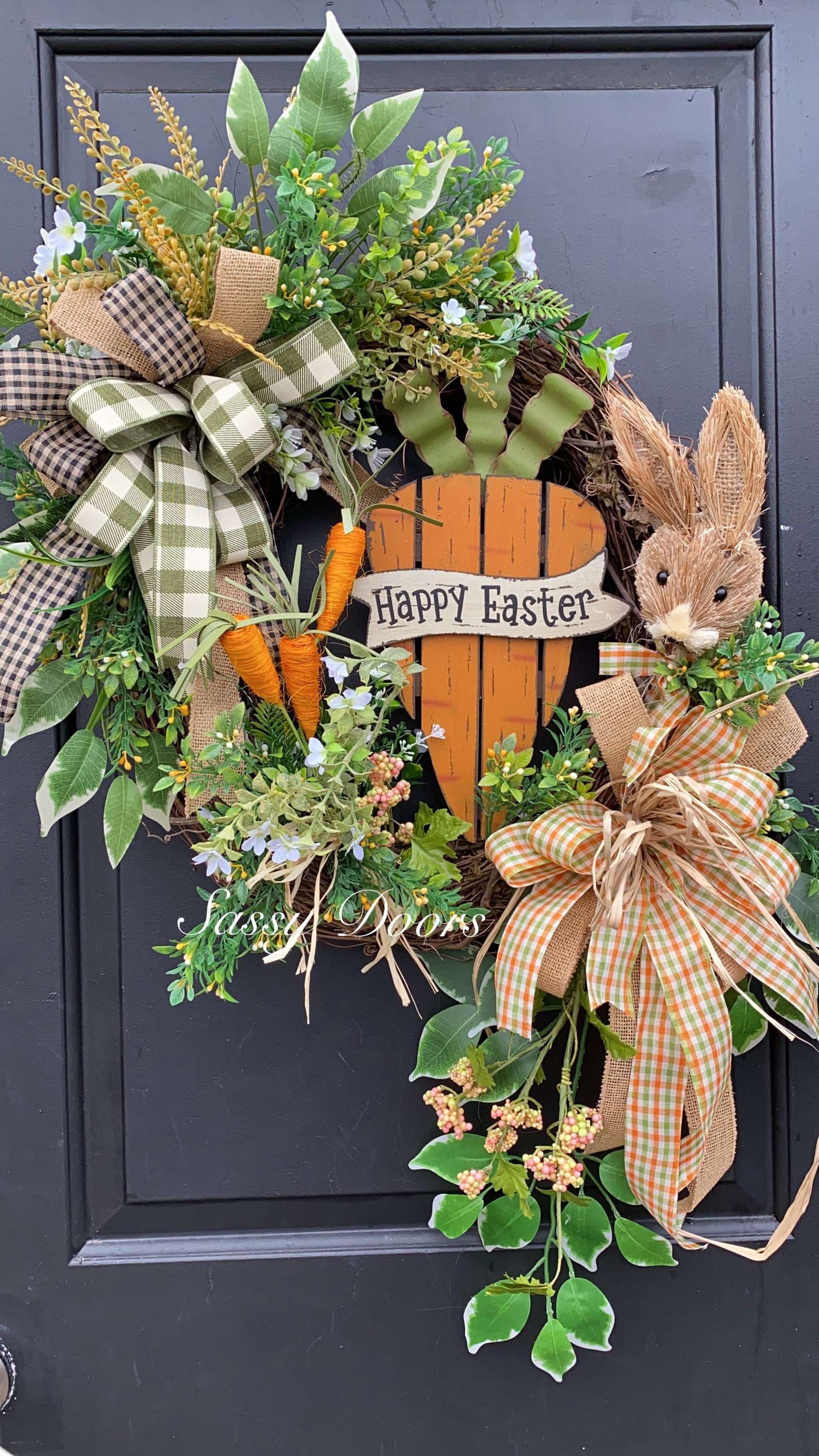Easter Bunny Wreath, Carrot Easter Wreath, Farmhouse Bunny Wreath