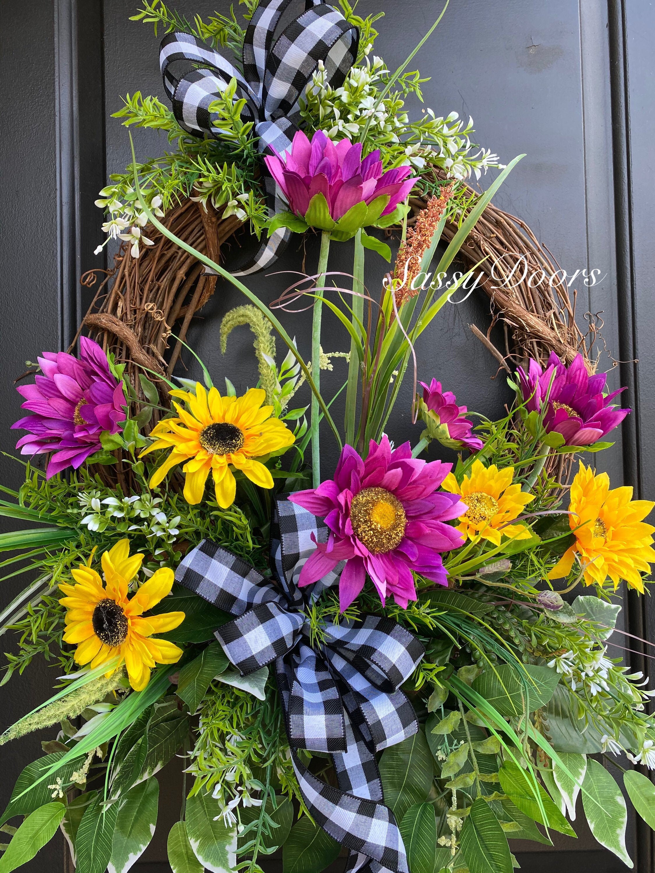 Summer Wreath, Wreath, Sunflowers Wreath, SassyDoors Wreath,