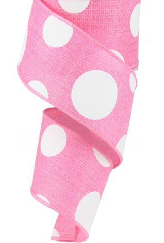 Pink Polka Dot Ribbon, 2 1/2 Wide Pink Ribbon, Craft Ribbon,