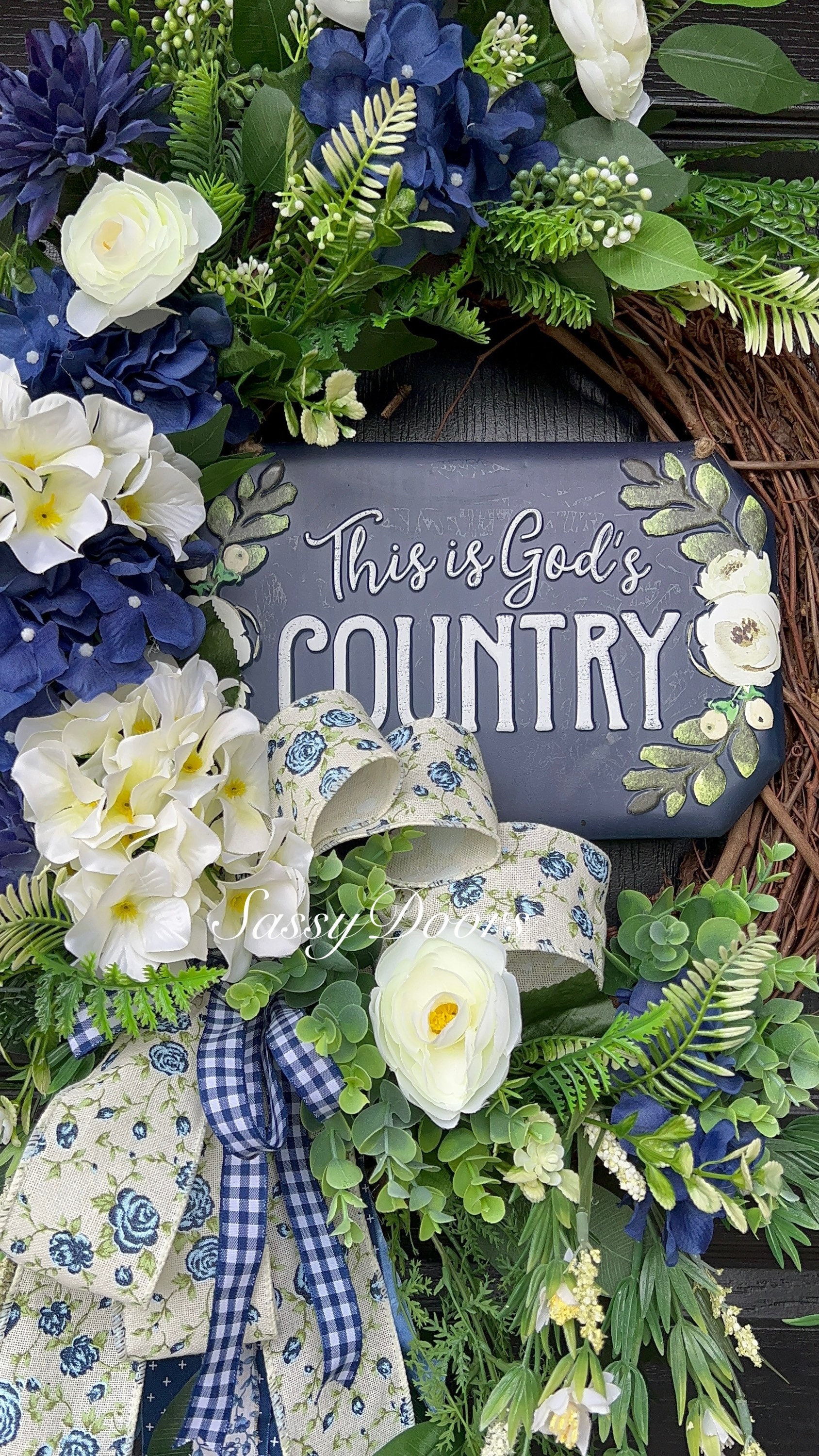 Spring And Summer Wreath, Hydrangea Spring Wreath, Blue Wreath, Mothers