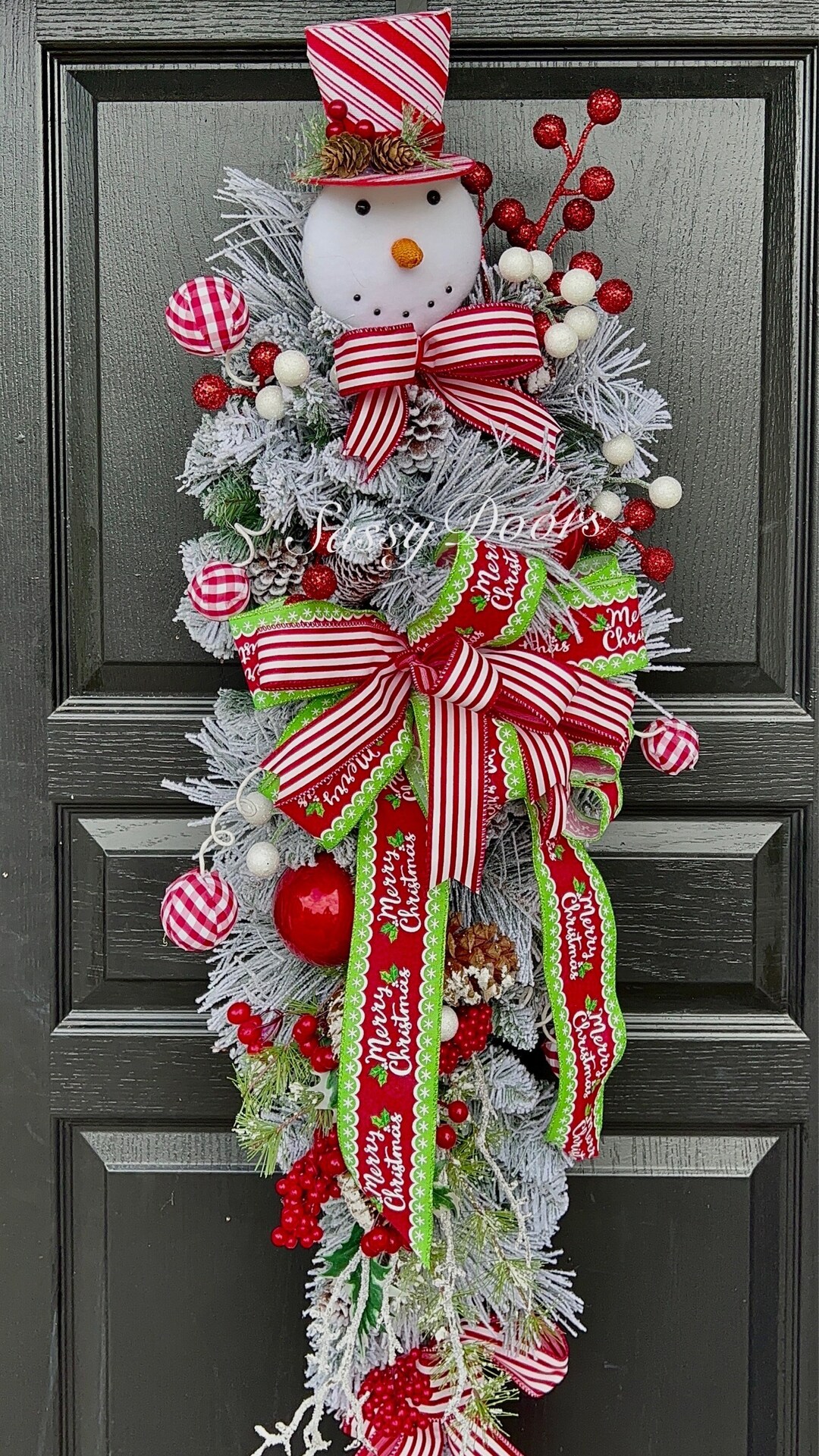 Christmas Snowman Swag, Snowman Swag, Snowman Front Door Swag, Snowman ...