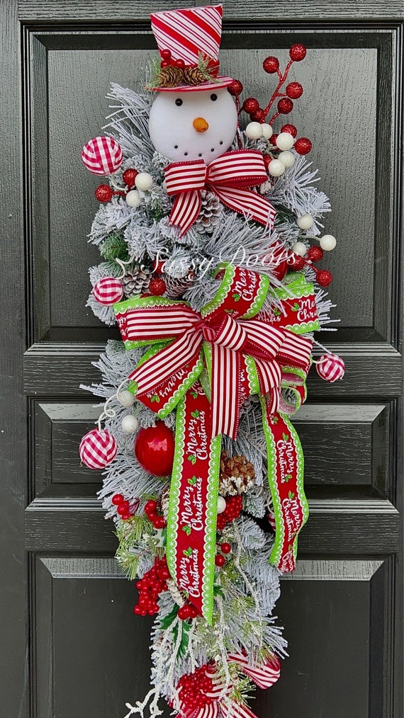 Christmas Snowman Swag, Snowman Swag,  Snowman Front  Door Swag, Snowman Wreath Snowman Decor,